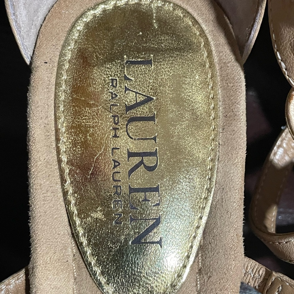 Boho Ralph Lauren Meira Wedge Gladiator Sandals Size 7.5 Braided Light Tan - Picture 9 of 11